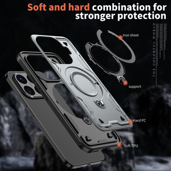 Mobilskal till Xiaomi 15T Pro Militärskydd Plast Kickstand - Grå