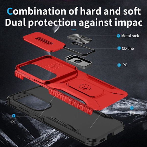 Mobilskal för Samsung Galaxy S26 Plus Kickstand TPU + PC - Röd