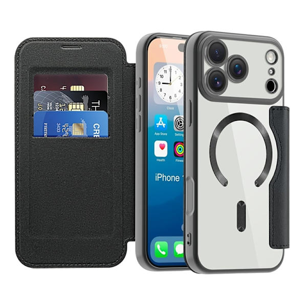 iPhone 17 Pro Max Plånboksfodral Magsafe RFID-Skydd Svart