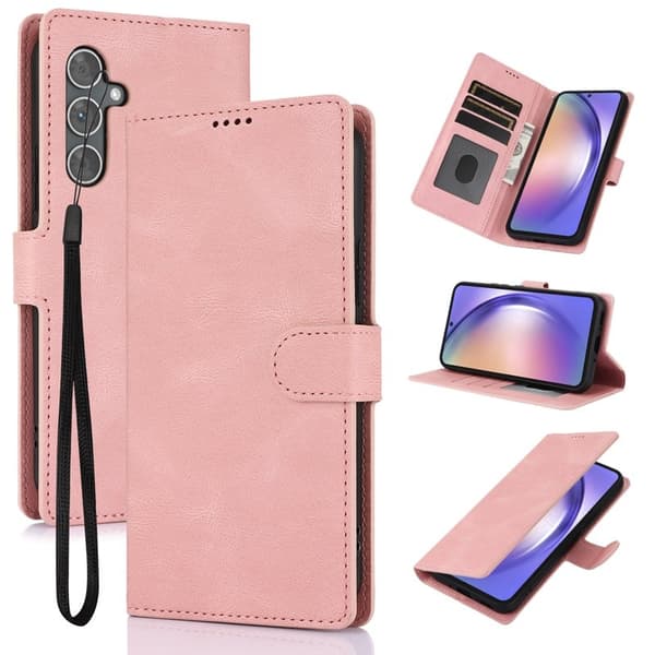 Samsung Galaxy S26+ Plånboksfodral Konstläder Med Ställ - Rosa