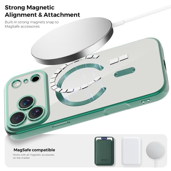 Mobilskal till iPhone 17 Pro Max MagSafe Korthållare TPU + PC - Grön Grön