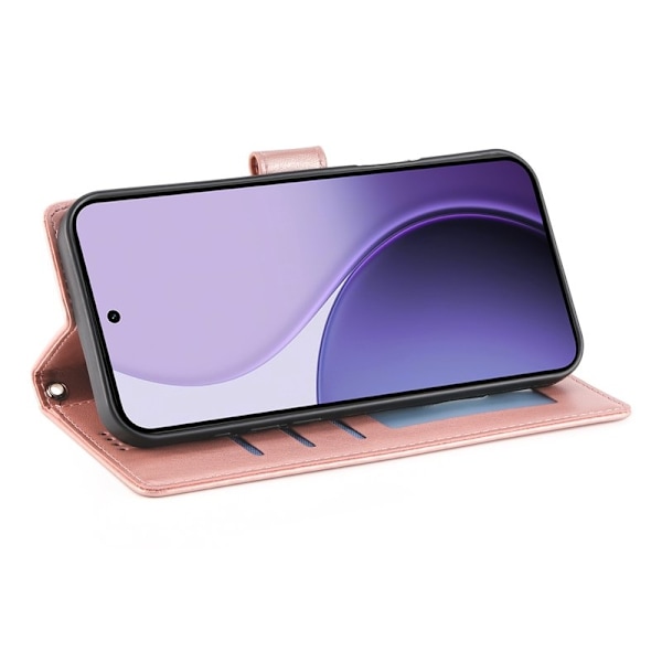 Samsung Galaxy S26 Plus Plånboksfodral Konstläder Blomtryck - Roséguld