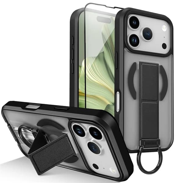 Mobilskal till iPhone 17 Pro Max Magsafe D-Ring Kickstand Svart