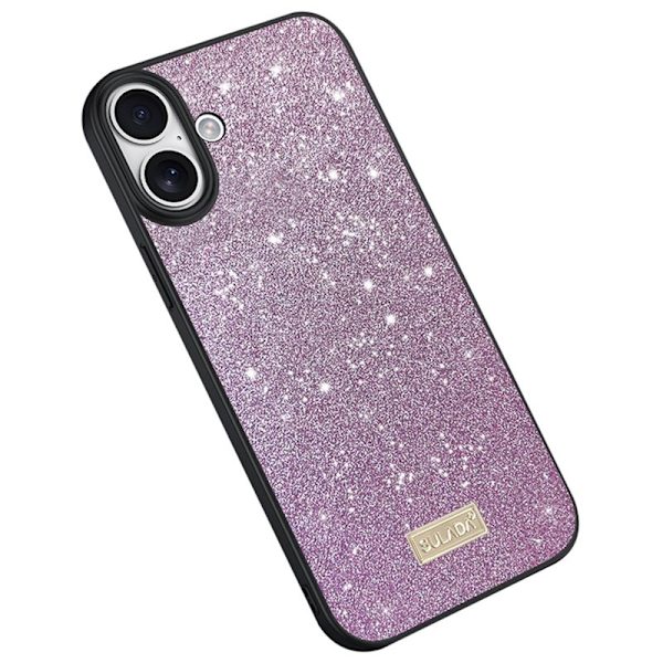 SULADA Mobilskal till iPhone 16 Plus PU Läder + PC + TPU Glittrande Lila