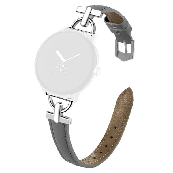 Google Pixel Watch 3 45mm Armband Äkta Cow Läder - Grå Grå