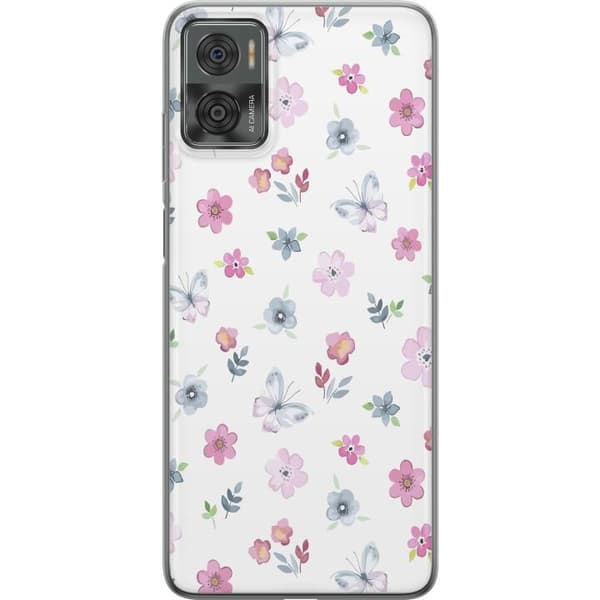 Mobilcover til Motorola Moto E22i med Blomster og sommerfugle