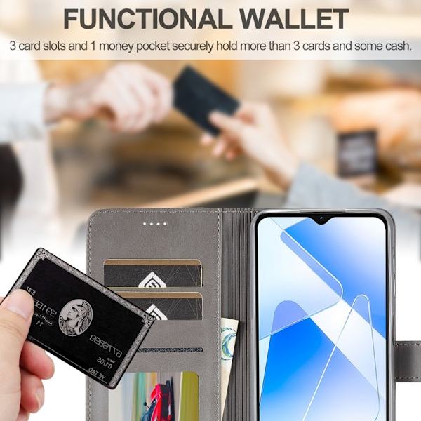 LC.IMEEKE Samsung Galaxy A55 5G Plånboksfodral Konstläder - Grå