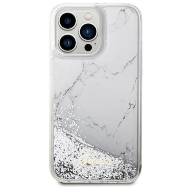 Guess iPhone 14 Pro Max -puhelinkuori Liquid Glitter Marble - Valkoinen