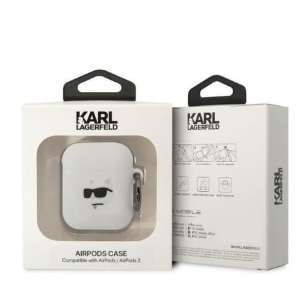 Karl Lagerfeld AirPods 1/2 Skal Silicone Choupette Head 3D - Vit Vit