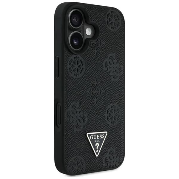 Guess telefontaske til iPhone 16 MagSafe Hot Stamp Peony Triangle Svart