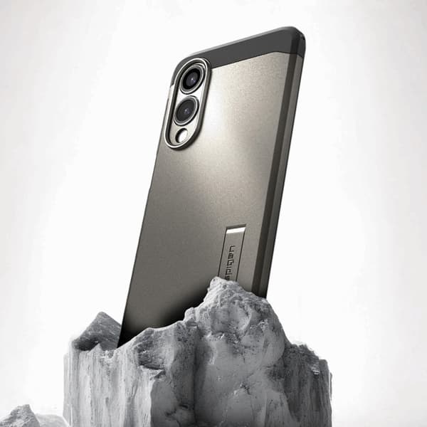 Spigen Mobilskal till Galaxy S25 Edge Magsafe Tough Armor - Gunmetal Brun