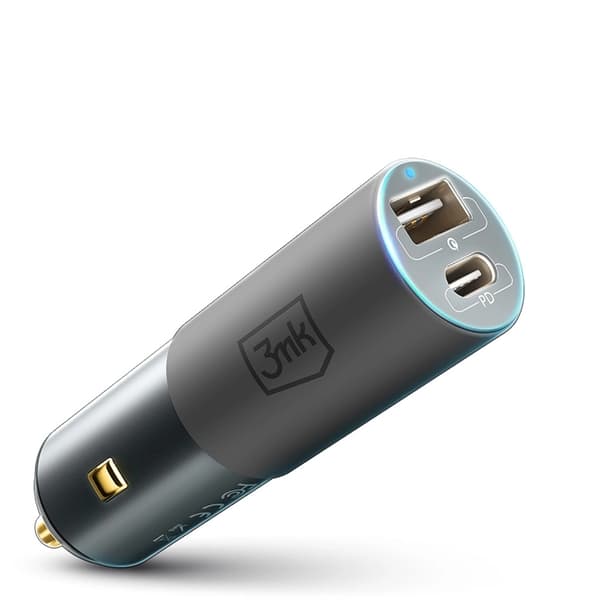 3MK Biloplader 100W USB-C USB-A Hyper - Sølv Silver