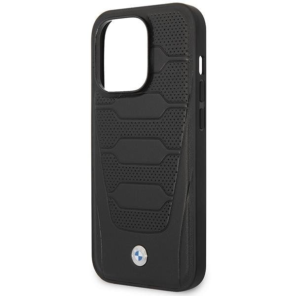 BMW iPhone 14 Pro Max Mobilskal Läder Seats Pattern - Svart Svart