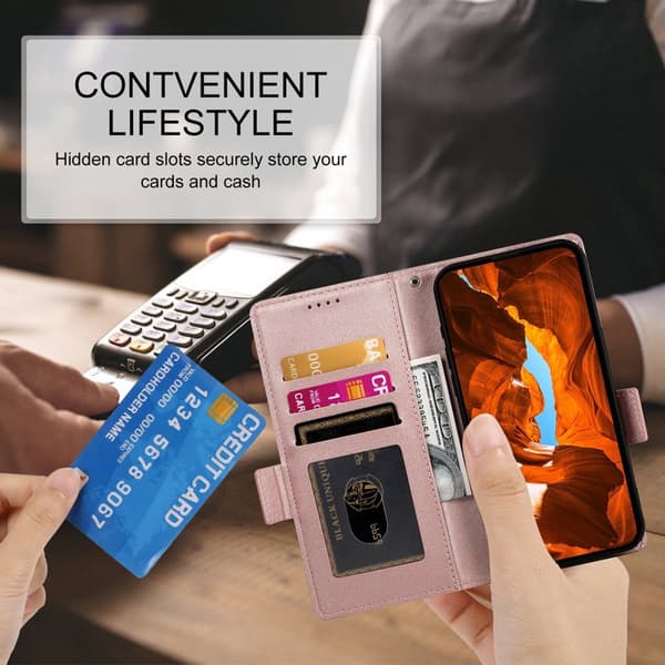 Plånboksfodral för Samsung Galaxy S26 Plus Konstläder Kickstand - Roséguld