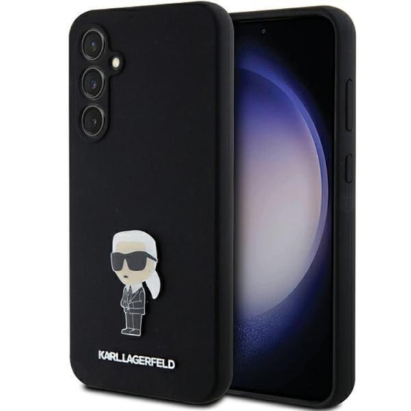 Karl Lagerfeld Galaxy S23 FE -matkapuhelinkotelo, silikoninen ikoninen metallipinta