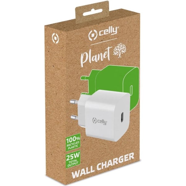 Celly Väggladdare USB-C 25W - Vit