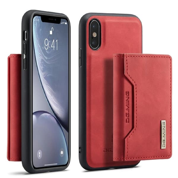 DG.MING Magnetiskt Stöttåligt Plånboksfodral i Röd för iPhone XS Max