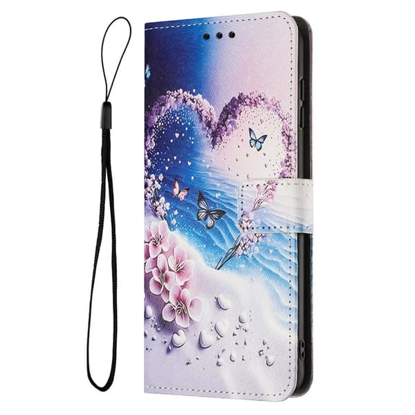 Sony Xperia 1 VII Konstläder Plånboksfodral Pattern Printing - Heart Butterfly Flerfärgad