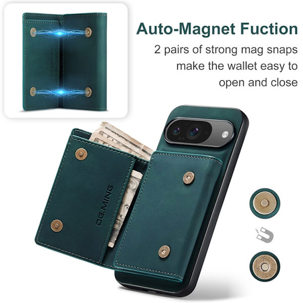 DG.MING Google Pixel 10 Pro/10 Plånboksfodral Detatchable M1 Grön