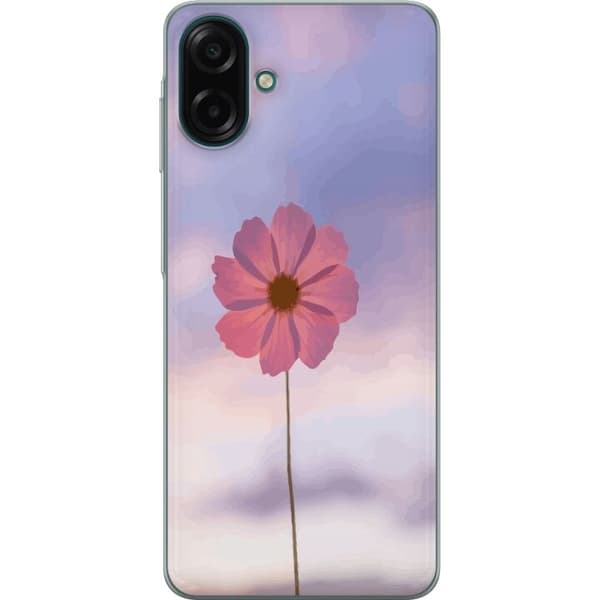 Telefontaske til Samsung Galaxy A07 4G med lyserød blomst