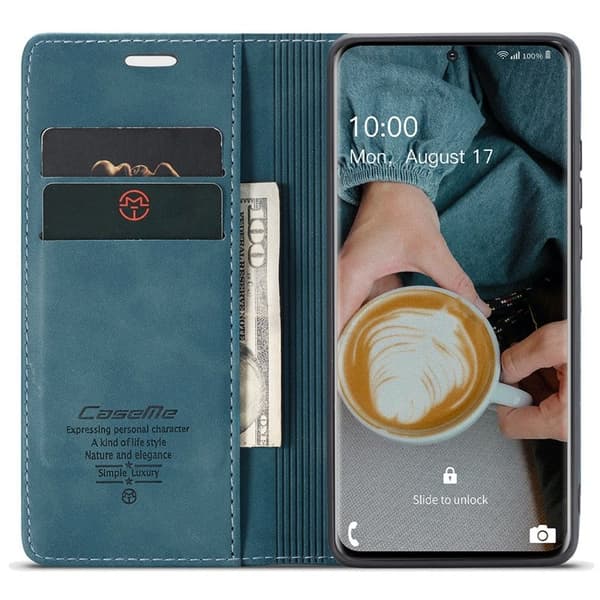 CASEME 013 Flip Plånboksfodral Konstläder för Samsung Galaxy S20 - Grön