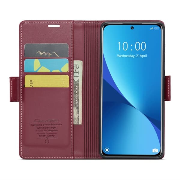 CASEME Plånboksfodral Konstläder för Xiaomi 12 5G - Röd