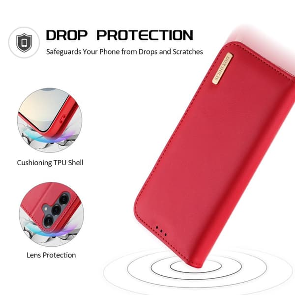 Dux Ducis Plånboksfodral för Samsung Galaxy S26 Äkta läder RFID - Röd