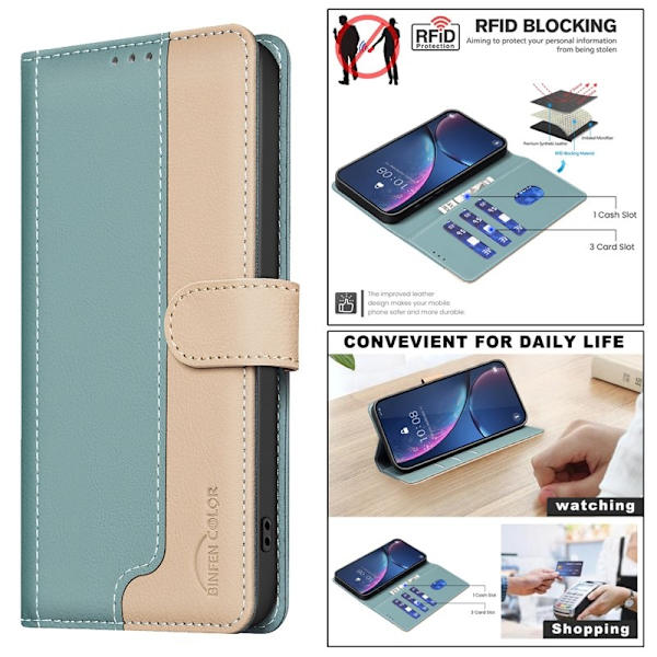 BINFEN Samsung Galaxy S26 Pro Plånboksfodral Konstläder RFID Skydd - Grön