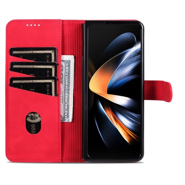 AZNS Samsung Galaxy Z Fold6 Plånboksfodral Konstläder - Röd
