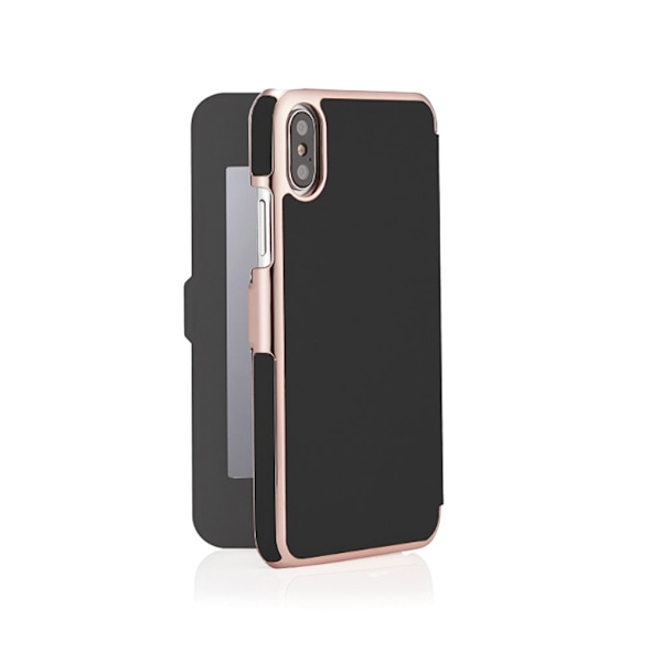 Pipetto Slim Wallet Mirror för iPhone XR - Svart/Rose guld Svart