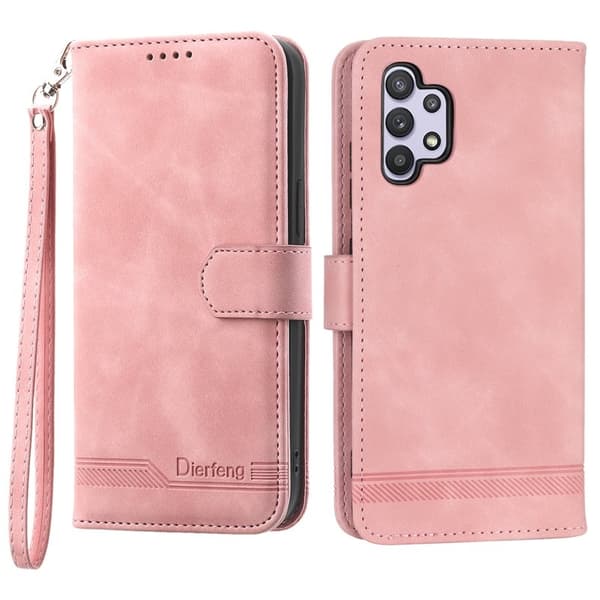 DIERFENG DF-03 Plånboksfodral för Samsung Galaxy A32 5G - Konstläder - Rosa