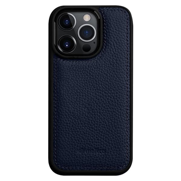 MELKCO Mobilskal till iPhone 14 Pro Äkta Läder + Mikrofiber + PC - Blå