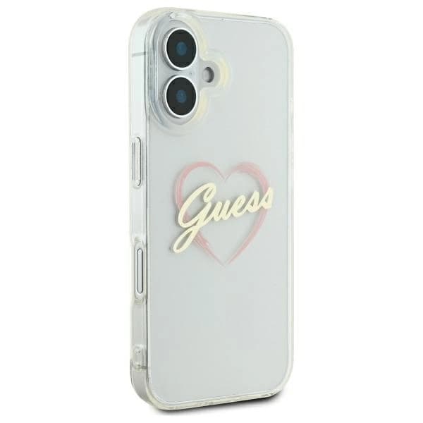 Guess Telefontaske til iPhone 16 Plus IML Hjerte - Gennemsigtig Transparent