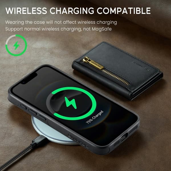 DG.MING M5 Series Mobilskal till iPhone 16e Magnetiskt Konstläder Svart