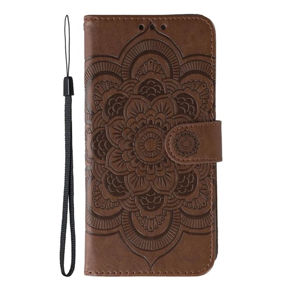 OnePlus 15 Plånboksfodral Mandala Imprinted Konstläder - Brun Brun
