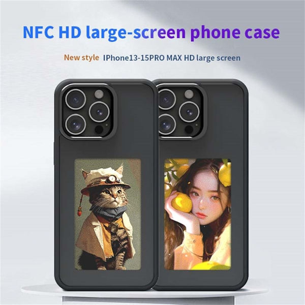 Mobilskal till iPhone 15 Pro NFC DIY Customized HD Smart E-Ink - Rosa Rosa