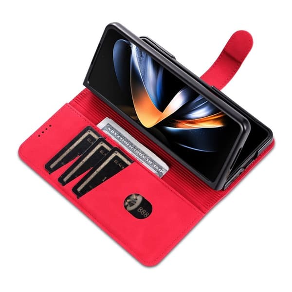 AZNS Samsung Galaxy Z Fold6 Plånboksfodral Konstläder - Röd