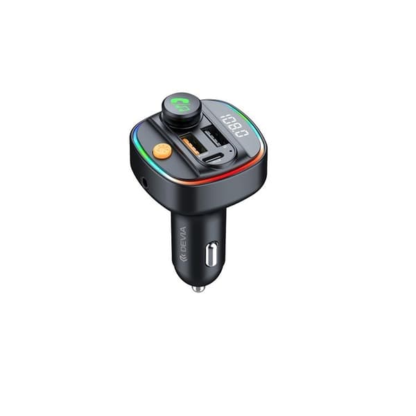 Devia Billaddare 2x USB-A 3A - USB-C 30W PD FM Smart Bluetooth Svart