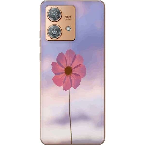 Mobiletui til Motorola Edge 40 Neo med Lyserød Blomst