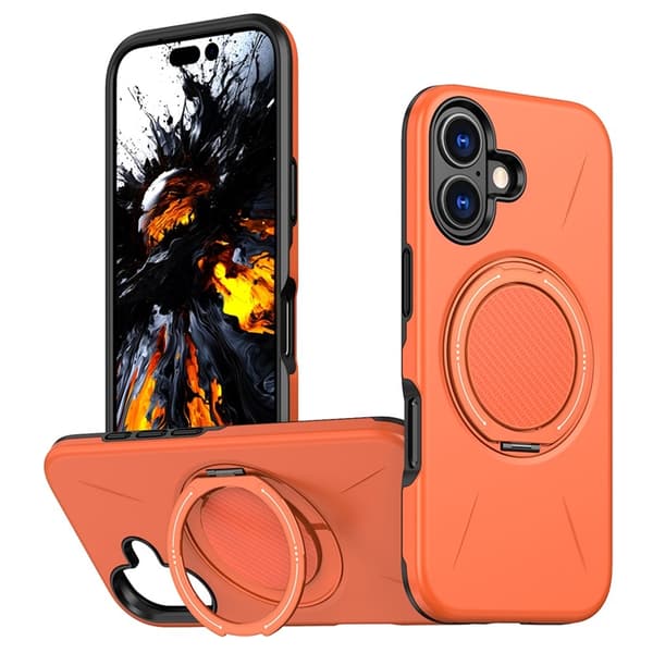 Telefontaske til iPhone 17 MagSafe Roterende Kickstand - Orange Orange