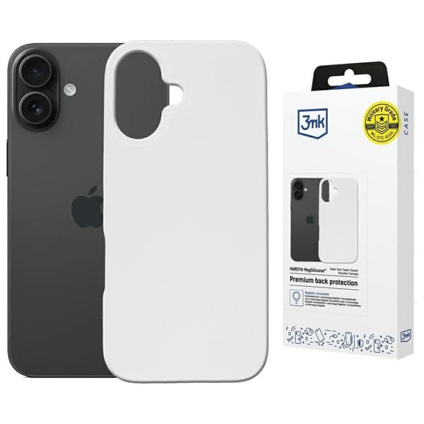 3MK Telefontaske til iPhone 16 MagSafe Silicone Hardy - Hvid