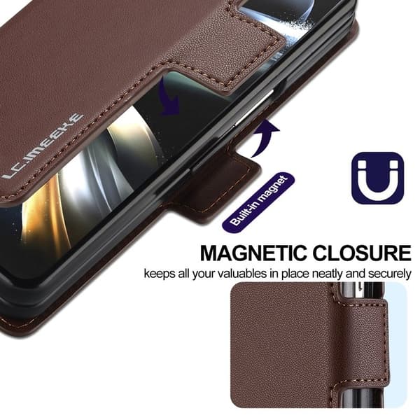 LC.IMEEKE L1 för Samsung Galaxy Z Fold3 5G Plånboksfodral - Brun Konstläder