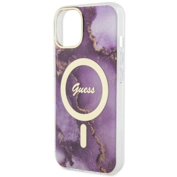Guess iPhone 14 Mobilskal MagSafe Guld Marble - Lila