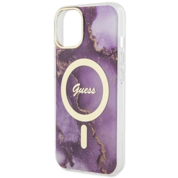 Guess iPhone 14 Mobilskal MagSafe Guld Marble - Lila Lila