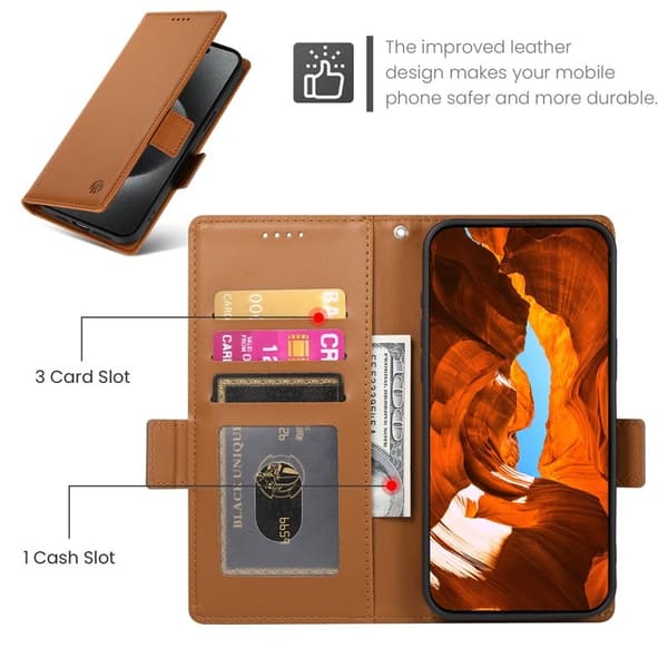 Samsung Galaxy S26 Fodral PU Läder Plånboksfodral - Brun