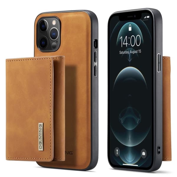 DG.MING M1 Magnetisk Konstläder Plånboksfodral för iPhone 13 - Brun