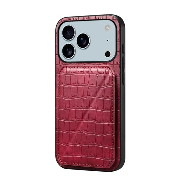Mobilskal till iPhone 17 Pro Korthållare Crocodile Textured - Rosa Rosa