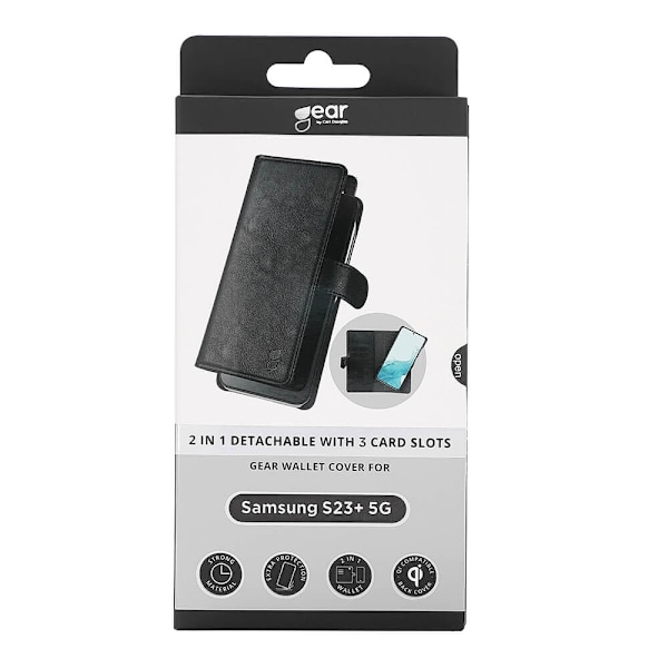 GEAR Galaxy S23 Plus Plånboksfodral 2-i-1 - Svart Svart