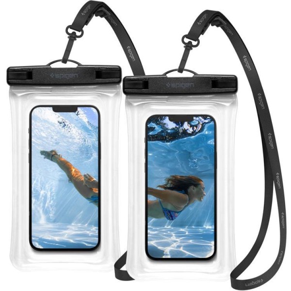 Spigen 2-Pack Universal vedenpitävät matkapuhelinkotelot A610 - Crystal Cl