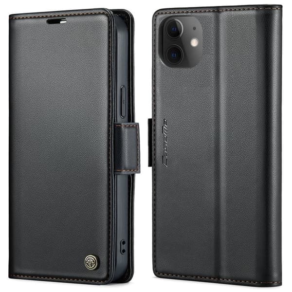 CASEME Plånboksfodral Konstläder för iPhone 12/12 Pro - Svart
